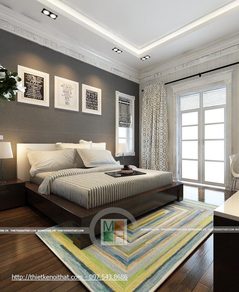 Mẫu giường ngủ gỗ tự nhiên hiện đại cho phòng ngủ  Thiết kế nội thất biệt thự